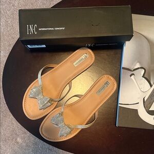 INC International Concepts Women's Glittering Silver Sandals